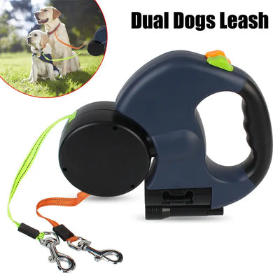3m Retractable Dog Leash For Small Dogs Reflective Dual Pet Leash Lead 360 Swivel No Tangle Double Dog Walking Leash With Lights Pet Products Woodneed