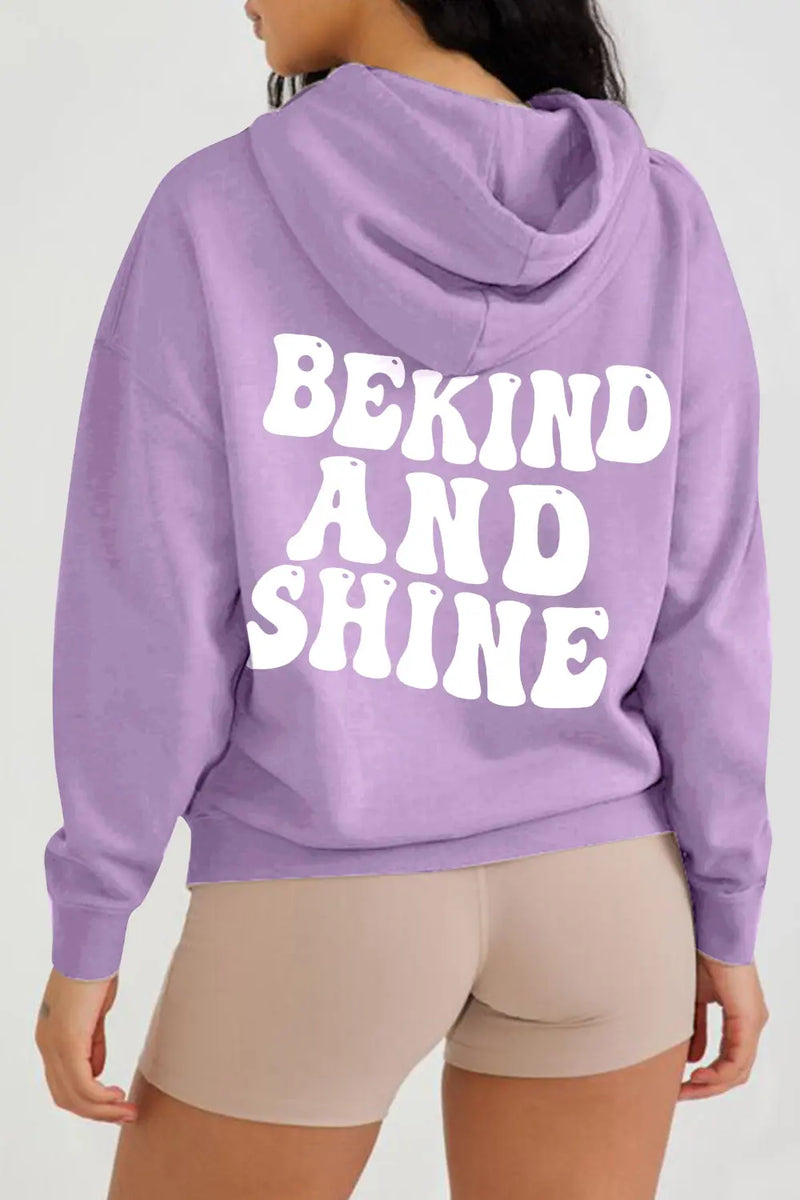 Simply Love Full Size BE KIND AND SHINE Graphic Hoodie Trendsi