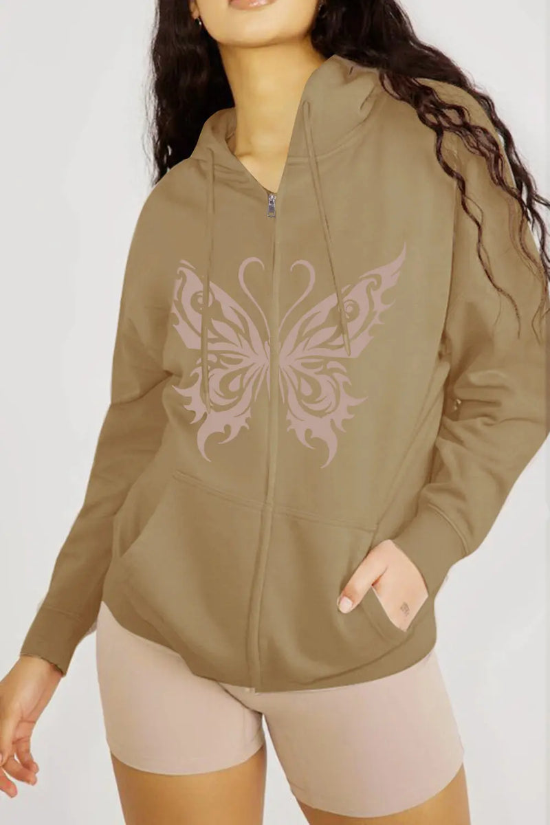 Simply Love Full Size Butterfly Graphic Hoodie Trendsi