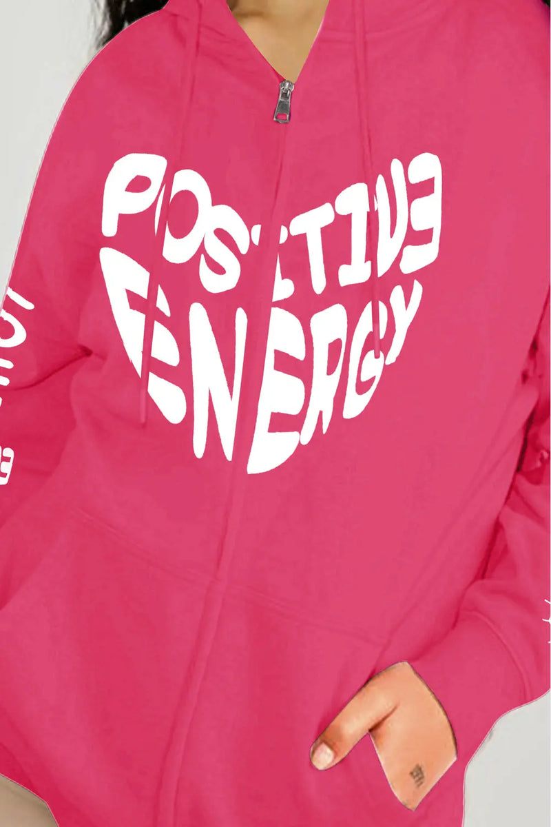 Simply Love Full Size POSITIVE ENERGY Graphic Hoodie Trendsi