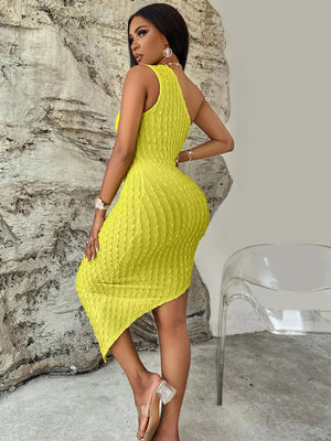 Sleeveless Asymmetrical One Shoulder Dress Trendsi