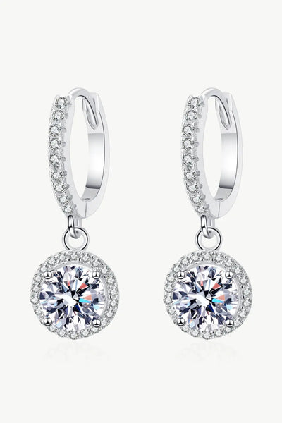 2 Carat Moissanite Round-Shaped Drop Earrings WOODNEED