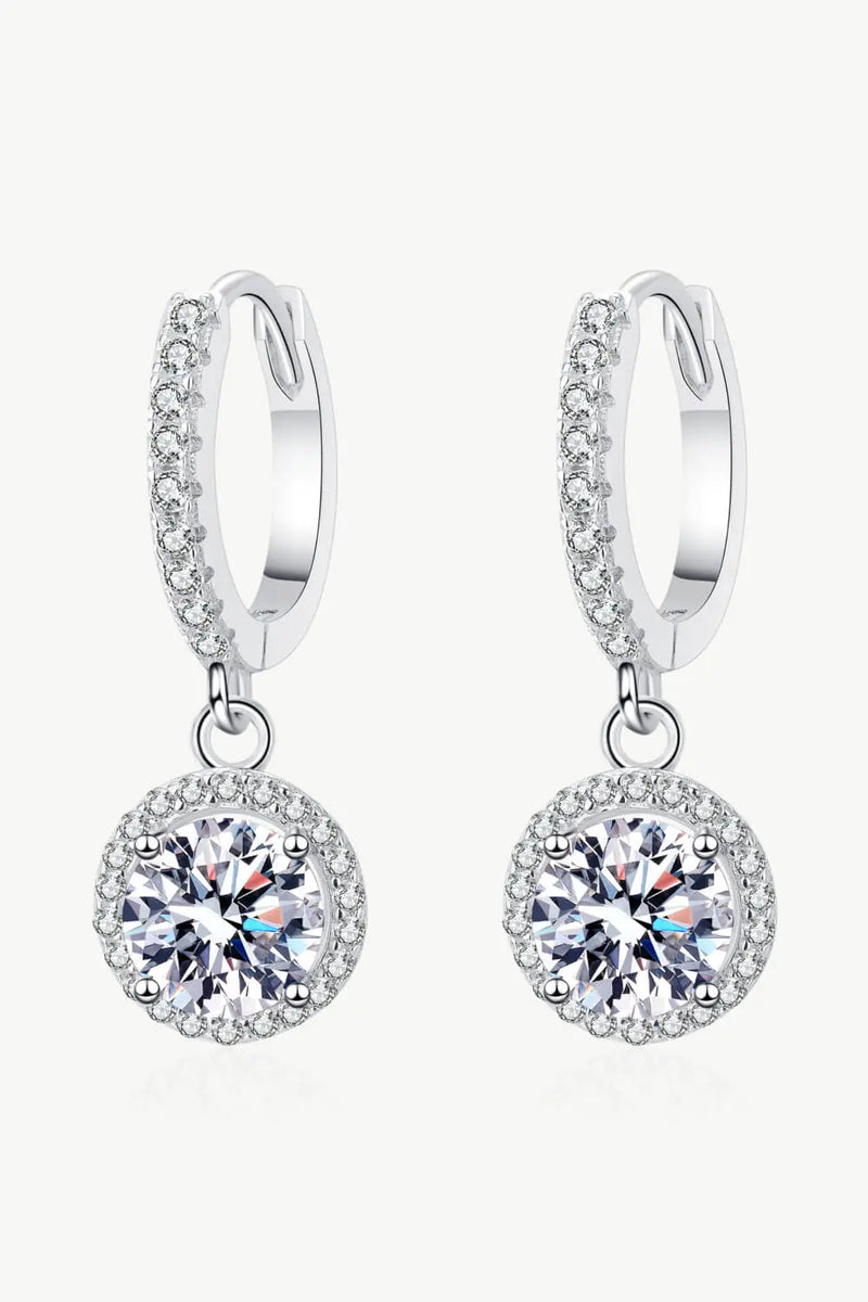 2 Carat Moissanite Round-Shaped Drop Earrings WOODNEED