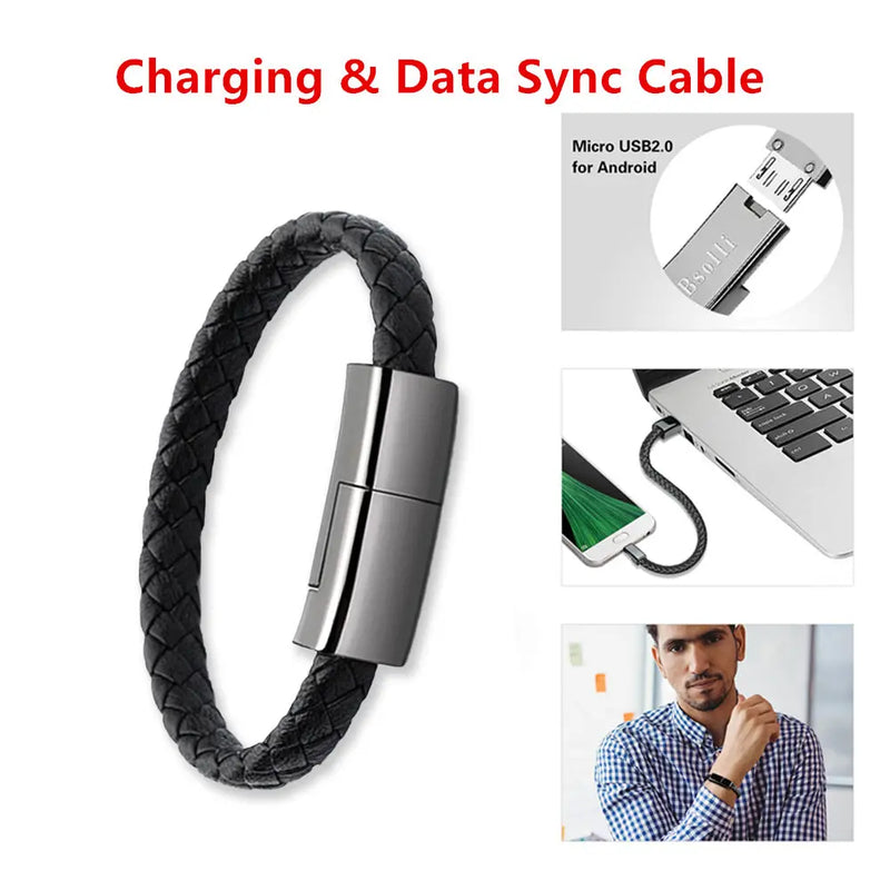 2022 New Bracelet Charger USB Charging Cable Data Charging Cord For IPhone14 13 Max USB C Cable For Phone Micro Cable WOODNEED