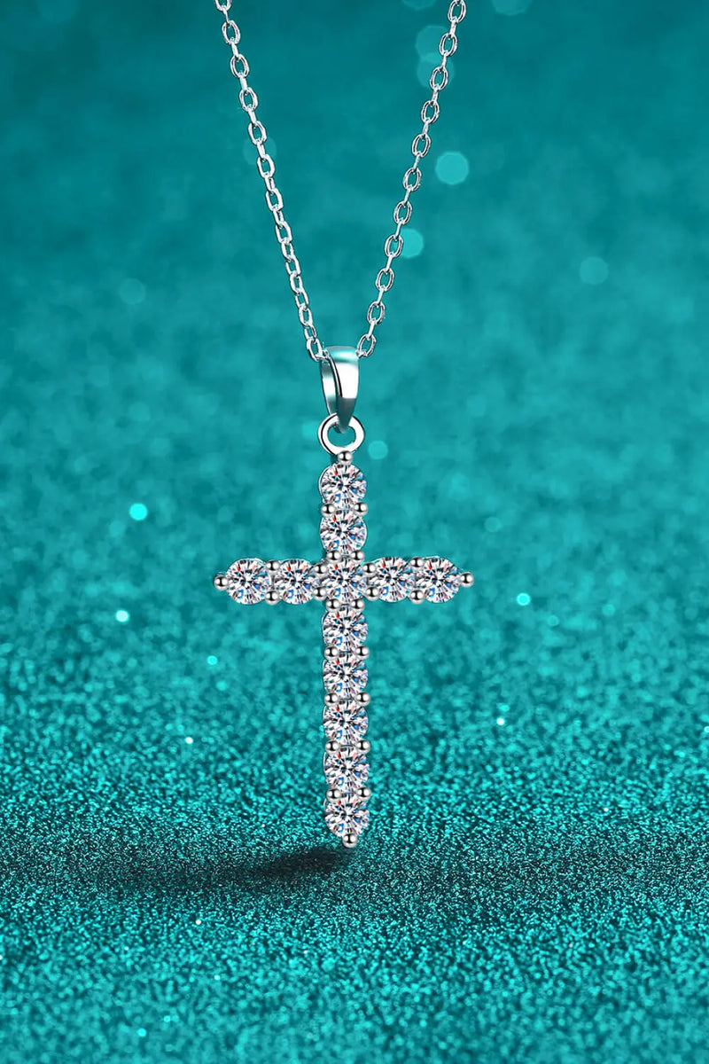 925 Sterling Silver Cross Moissanite Necklace Trendsi