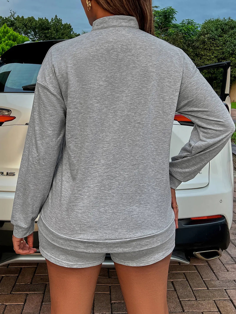 BE KIND Graphic Quarter-Zip Sweatshirt and Shorts Set white label