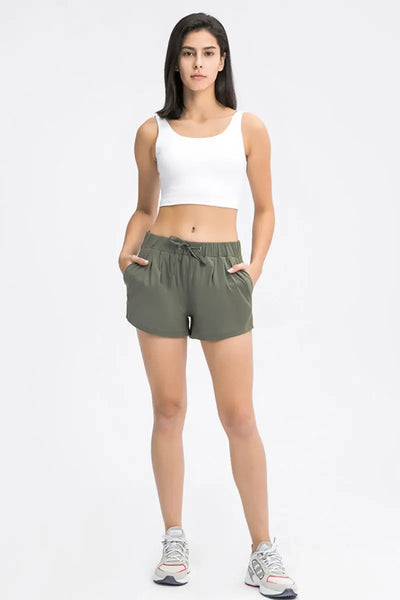 Banded Waist Active Shorts With Pockets Trendsi