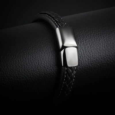 Black titanium steel bracelet WOODNEED