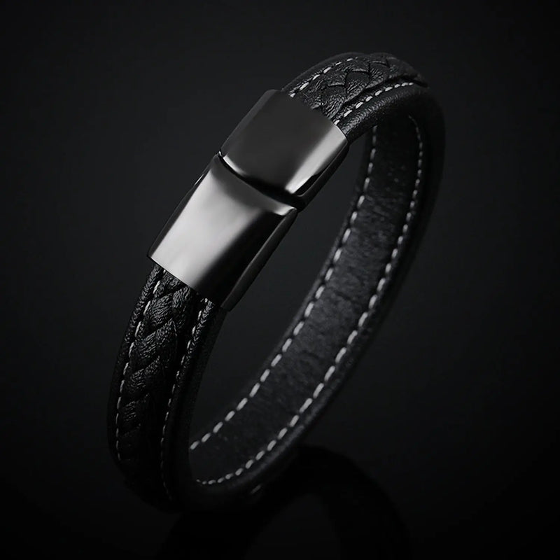 Black titanium steel bracelet WOODNEED