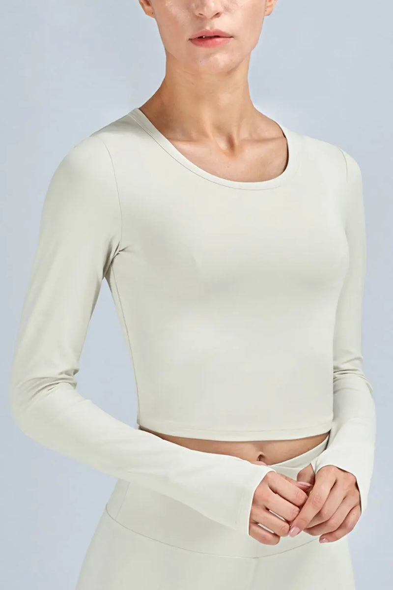 Breathable Cropped Long Sleeve Sports Top WOODNEED