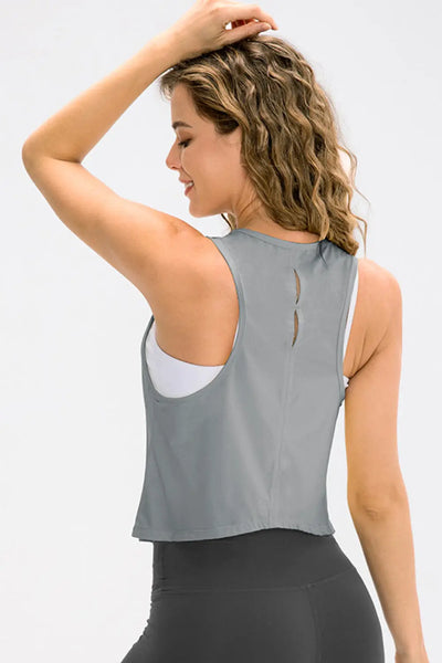 Breathable Mesh Cropped Athletic Tank Trendsi