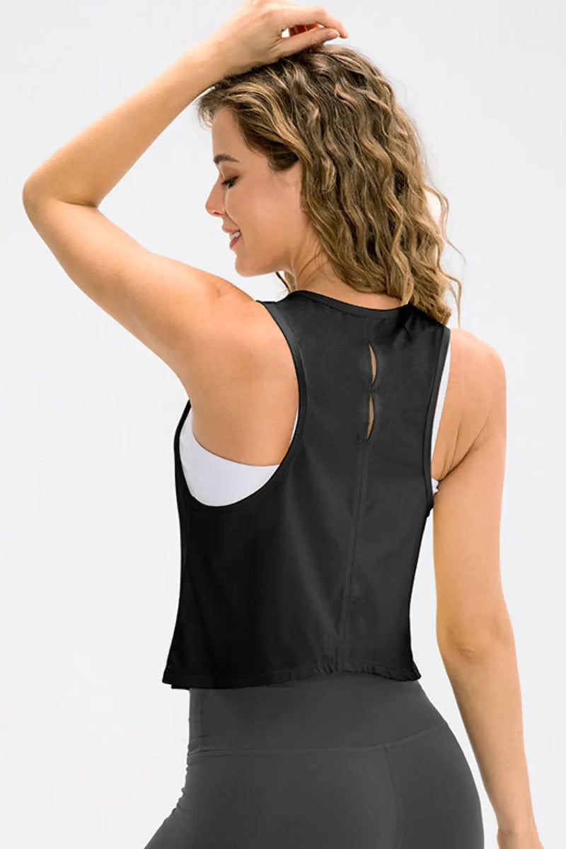 Breathable Mesh Cropped Athletic Tank Trendsi