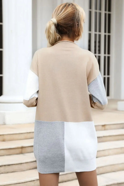Color Block Sweater Dress Trendsi