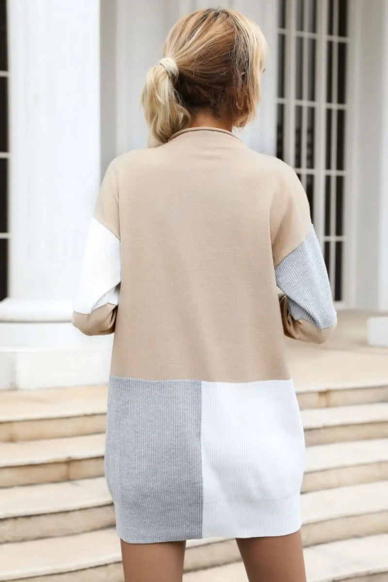 Color Block Sweater Dress Trendsi