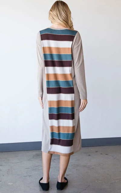 Colorblock Striped Dress Woodneed