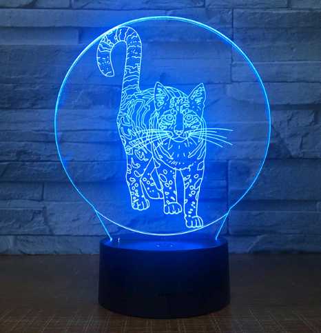 Colorful 3D Volt Cat Light Illusion WOODNEED