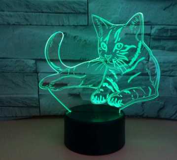 Colorful 3D Volt Cat Light Illusion WOODNEED