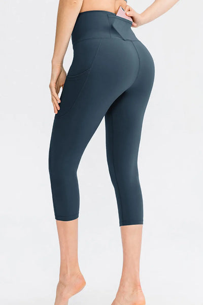 Cropped Yoga Leggings with Pockets Trendsi