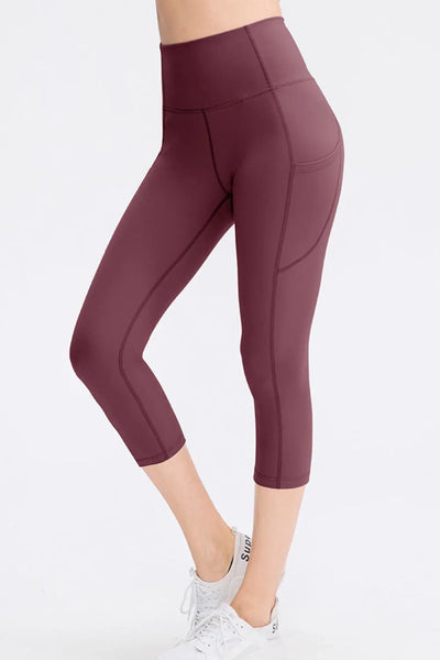 Cropped Yoga Leggings with Pockets Trendsi