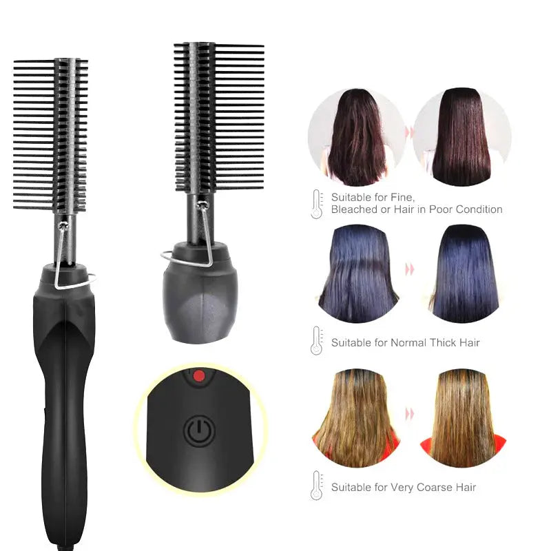 Curly Hair Wet And Dry Straight Multifunctional Electric Hair Straightening Comb Woodneed