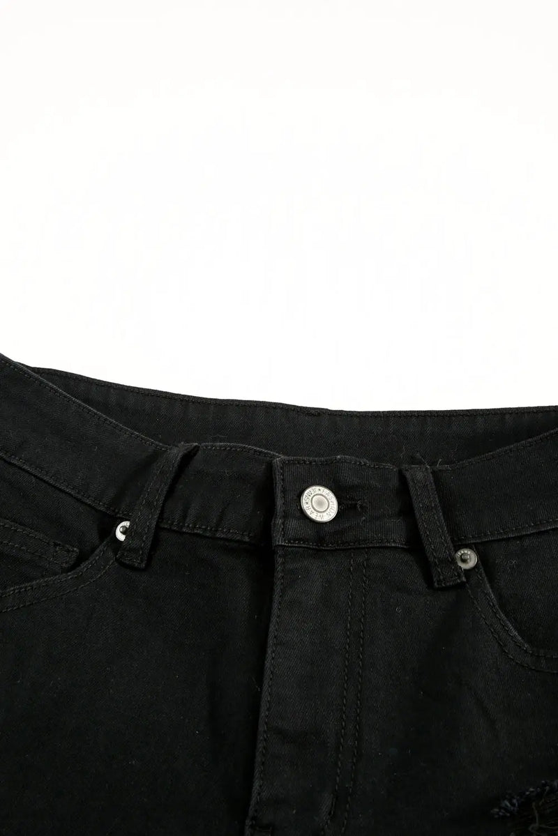 Distressed Cuffed Denim Shorts white label