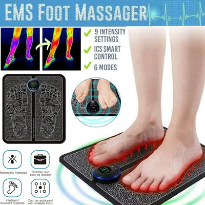 EMS Electric Foot Massager Leg Muscle Pain Relax Machine Foot Therapy Massage Woodneed
