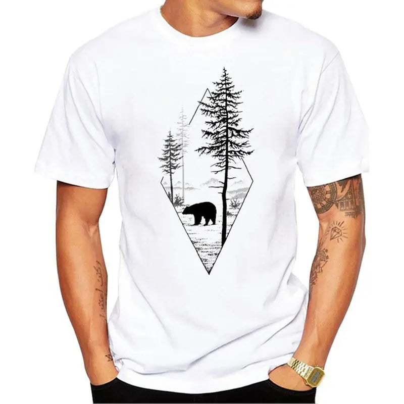 Forest Bear Man T Shirt Short Sleeve Casual WOODNEED