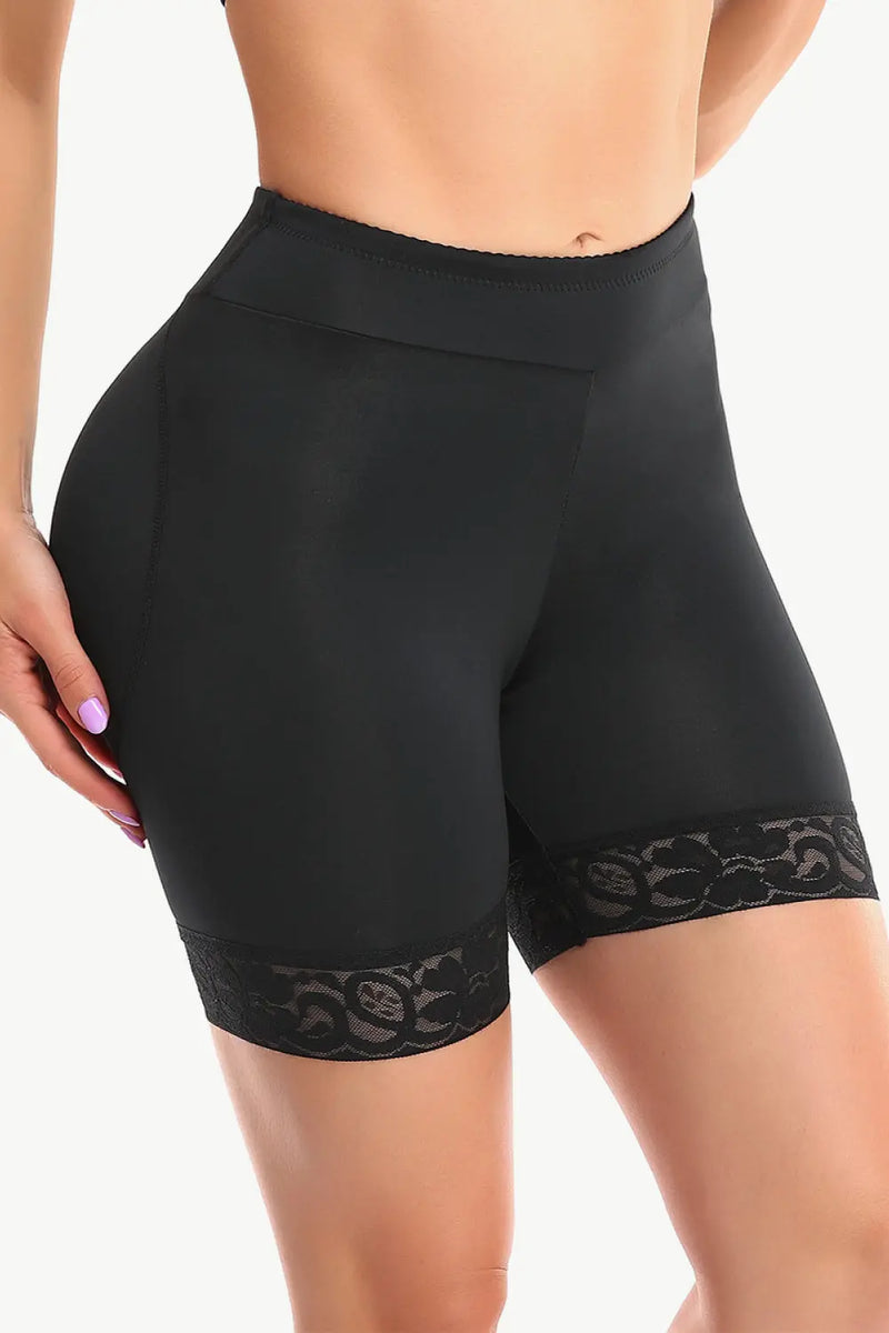 Full Size Lace Trim Lifting Pull-On Shaping Shorts WOODNEED