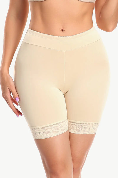 Full Size Lace Trim Lifting Pull-On Shaping Shorts WOODNEED