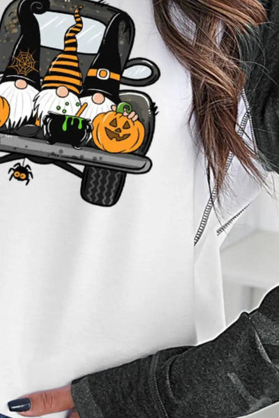 Halloween Car Graphic Camo Raglan Sleeve Sweatshirt WOODNEED