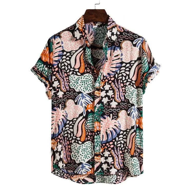 Hawaii beach flower shirt series high-quality cotton men&