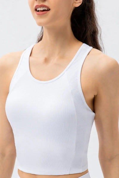 Highly Stretchy Breathable Ribbed Racerback Sports Bra Trendsi