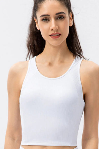 Highly Stretchy Breathable Ribbed Racerback Sports Bra Trendsi