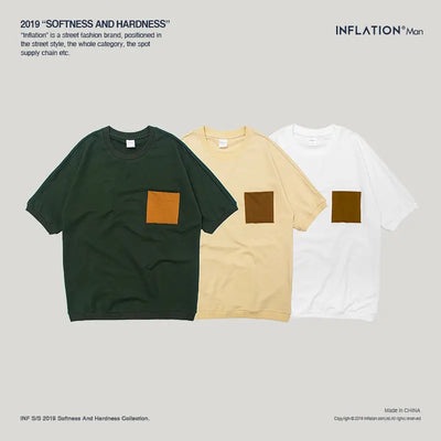 INFLATION Casual Oversized Pocket T shirt WOODNEED