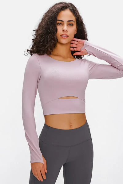 Long Sleeve Cropped Top With Sports Strap Trendsi