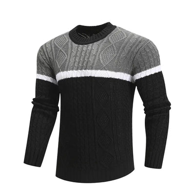 Men Casual Knitted Soft Cotton Sweaters Pullover Men Winter New Fashion Striped O-Neck Sweater WOODNEED