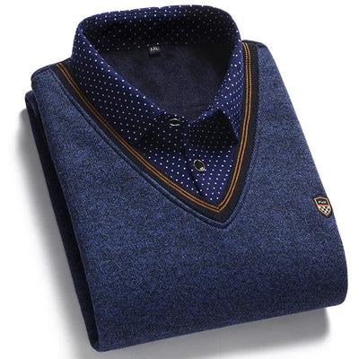 Men's Fake Two-piece Shirt Collar Sweater WOODNEED
