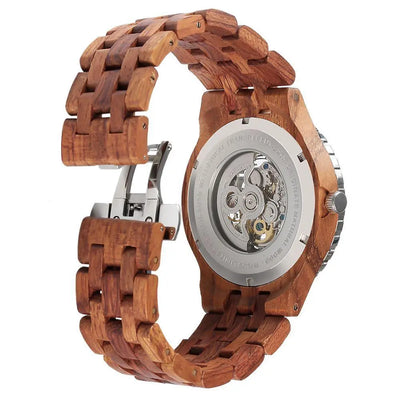 Men's Premium Self-Winding Transparent Body Kosso Wood Watches woodneed