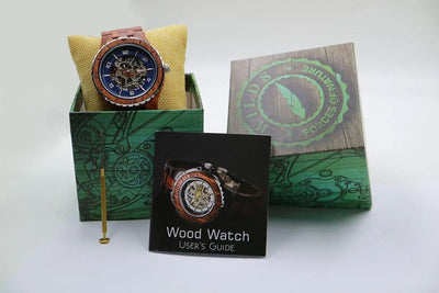 Men's Premium Self-Winding Transparent Body Kosso Wood Watches woodneed