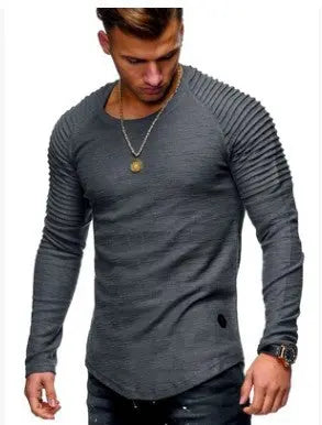 Men's Round Neck Slim Solid Color Short Sleeved T-shirt WOODNEED