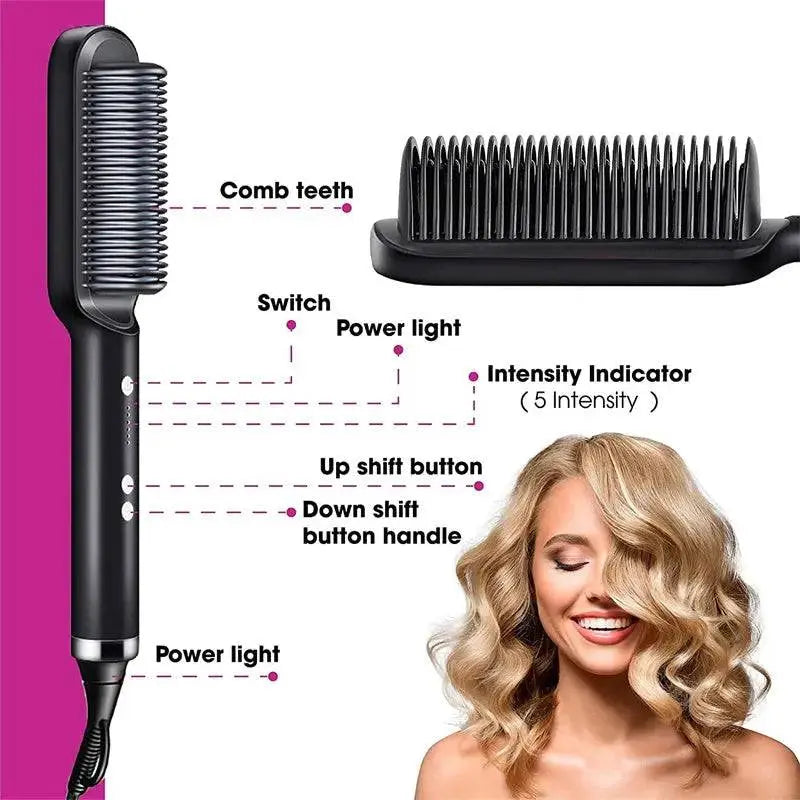 New 2 In 1 Hair Straightener Hot Comb & Curling Tong WOODNEED