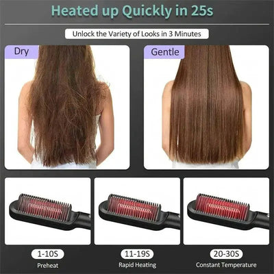 New 2 In 1 Hair Straightener Hot Comb & Curling Tong WOODNEED