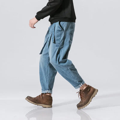 New Fashion Punk Stretch Bike Denim Jeans Street Skate HIP HOP Style Loose Trousers WOODNEED