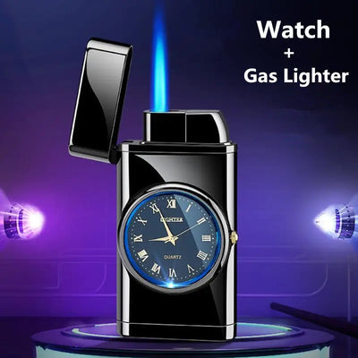 Personalized Creative Multifunctional Electronic Watch Cigarette Lighter-in-one Body Multi-purpose LED Flashing Lamp Gift Lighter Woodneed