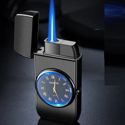 Personalized Creative Multifunctional Electronic Watch Cigarette Lighter-in-one Body Multi-purpose LED Flashing Lamp Gift Lighter Woodneed
