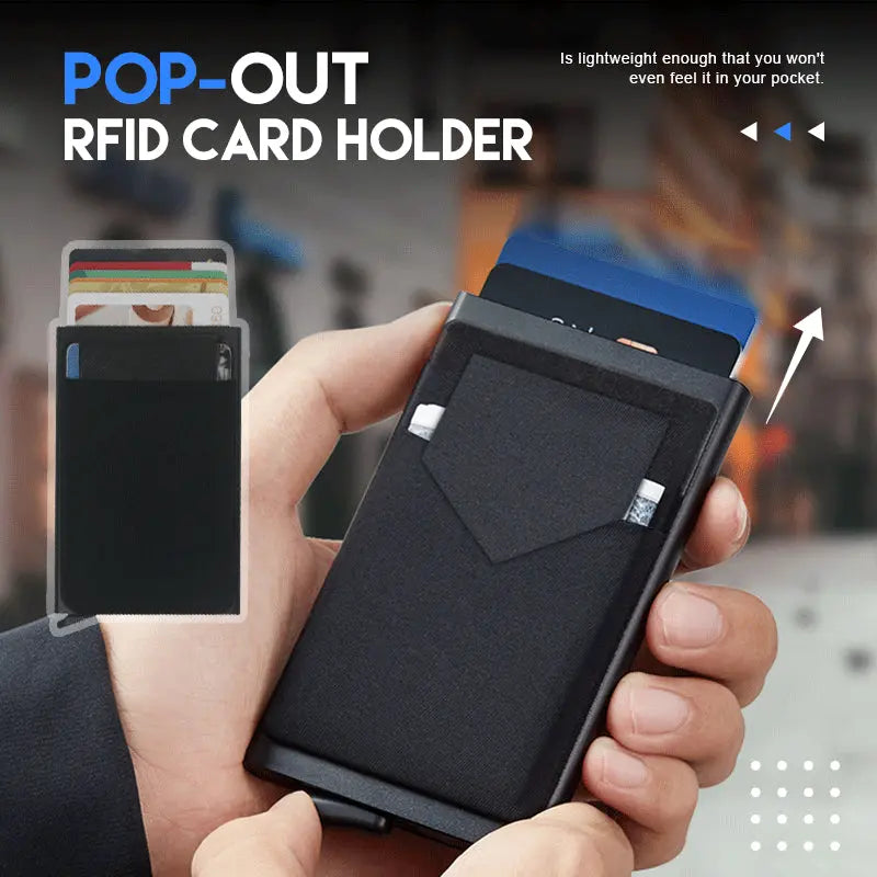 Pop-out Slim Wallet With Elasticity Back Pouch ID Credit Card Holder For Man Woman Mini RFID Wallet Automatic Bank Card Case Woodneed