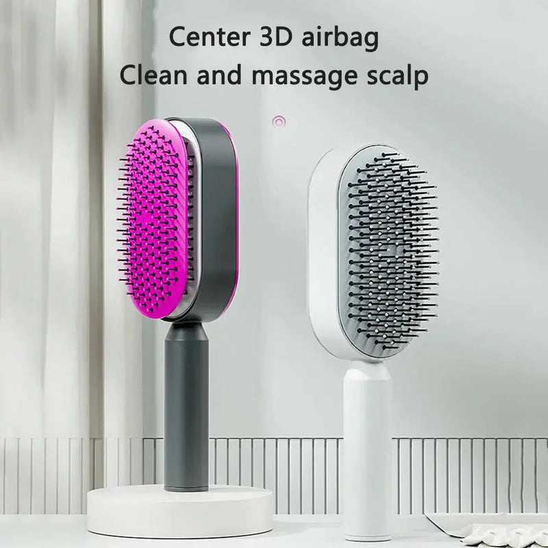 Self Cleaning Hair Brush For Women & Prevent Hair Loss WOODNEED