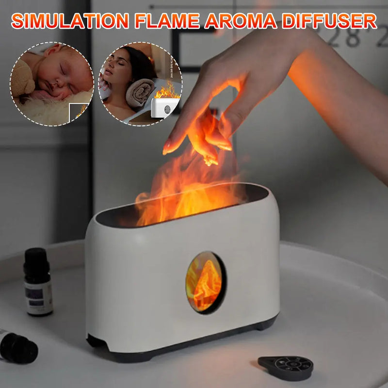 Simulation Flame Mute Aroma Diffuser Humidifier WOODNEED
