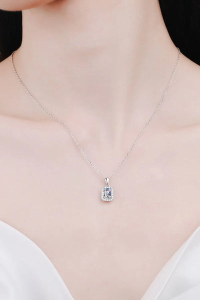 Square Moissanite Pendant Chain Necklace WOODNEED