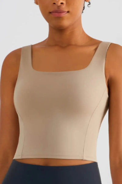 Square Neck Cropped Sports Tank WOODNEED